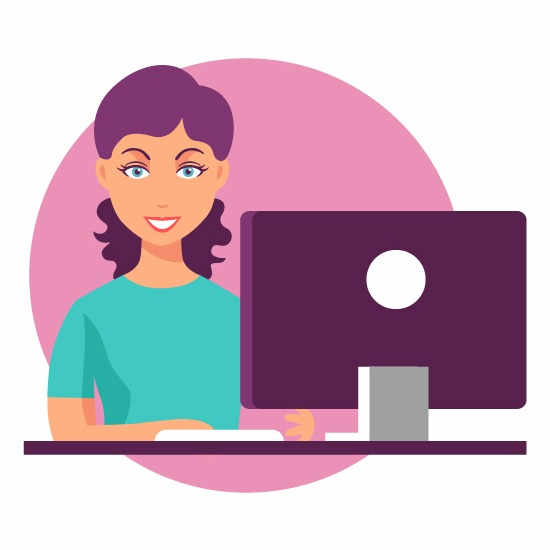 kobieta przed komputerem - grafika